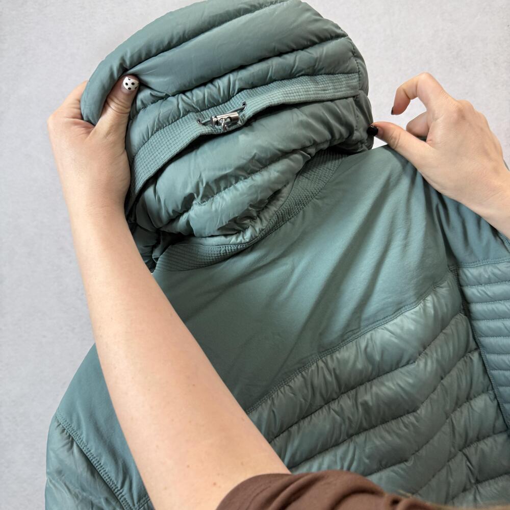 Kuhl Coat Womens XL Green Hooded Down Puffer Quilted Long Parka Lightweight - Picture 6 of 13